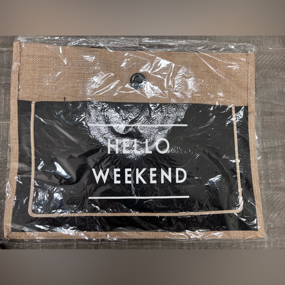 Hello Weekend Burlap Tote - Picture 2 of 2